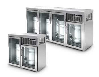 Refroidisseur de fûts avec portes vitrées & groupe intégré
