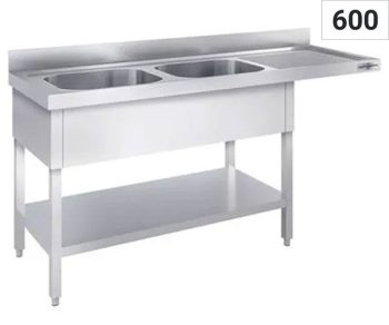 Tables pour lave-vaisselle 2 éviers - Profondeur 600 mm