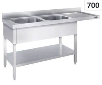 Tables pour lave-vaisselle 2 éviers - Profondeur 700 mm