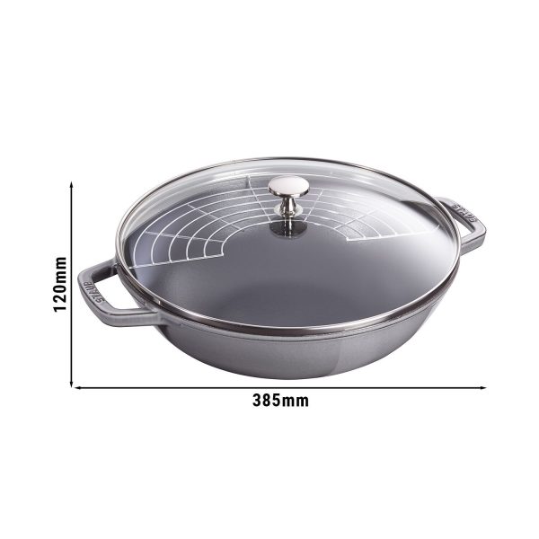 STAUB | SPECIALITIES - Wok avec couvercle en verre - Ø 300mm - Fonte - Gris graphite