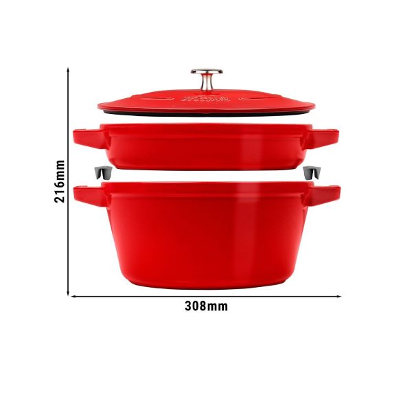 STAUB | STACKABLE SET - Set de casseroles - 2 pcs - Ø 240mm - Fonte - Rouge cerise