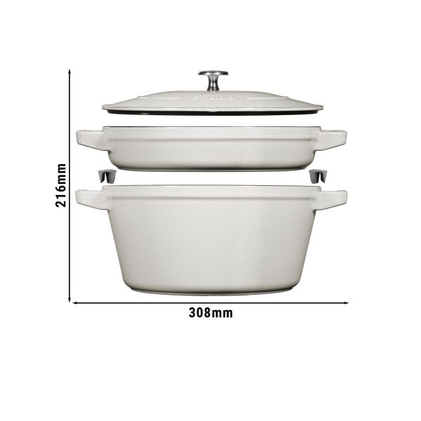 STAUB | STACKABLE SET - Set de casseroles - 2 pcs - Ø 240mm - Fonte - Truffe blanche