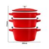 STAUB | STACKABLE SET - Set de casseroles - 3 pcs - Ø 240mm - Fonte - Rouge cerise