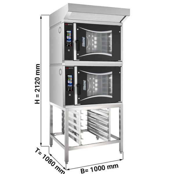 2x Four combiné de boulangerie - Touch - 6x EN 60x40 - Hotte & Support inclus