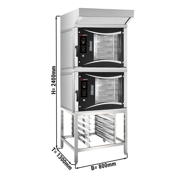 2x Four combiné de boulangerie - Digital - 5x EN 80x40 - Hotte & Support inclus