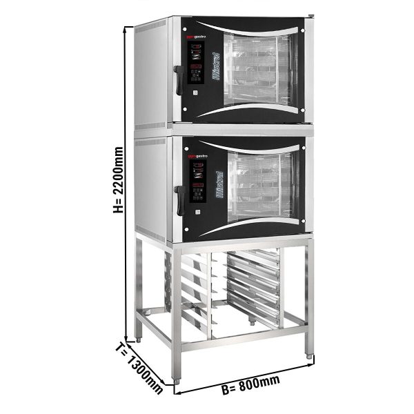 2x Four combiné de boulangerie - Digital - 5x EN 80x40 - incl. Support & Châssis en tôle