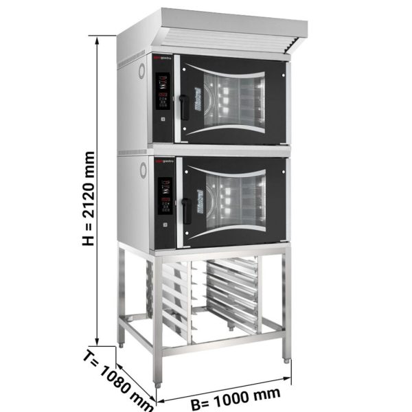 2x Four combiné de boulangerie - Digital - 6x EN 60x40 - Hotte & Support inclus