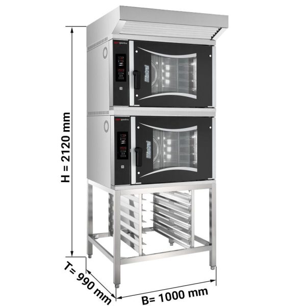 2x Four combiné à gaz de boulangerie - Digital - 6x EN 60x40 - Hotte & Support inclus