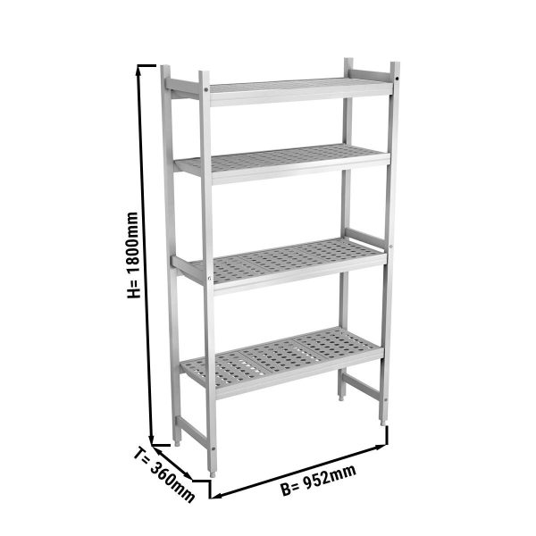 Rayonnage à clayettes aluminium - 952 x 1800 mm