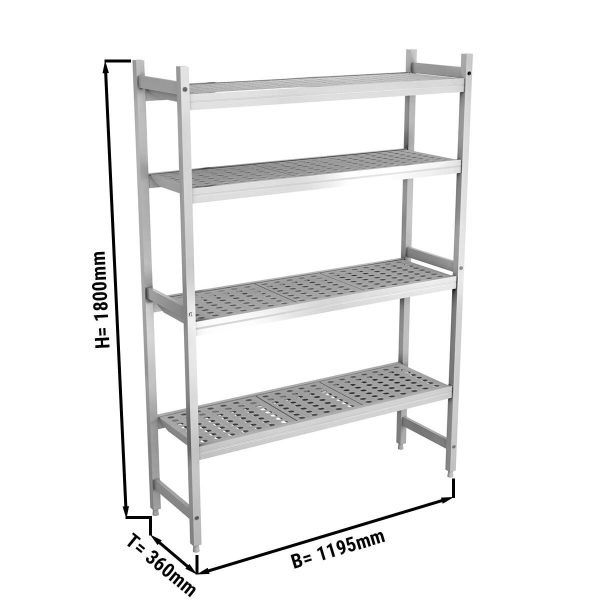 Rayonnage à clayettes aluminium - 1195 x 1800 mm