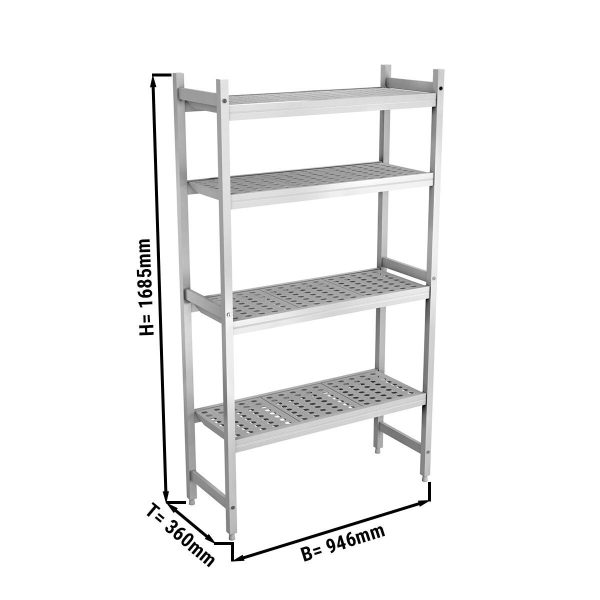 Rayonnage à clayettes aluminium anodisé - 946 x 1685 mm