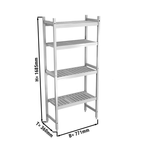 Rayonnage à clayettes aluminium anodisé - 771 x 1685 mm