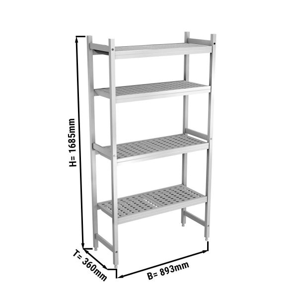 Rayonnage à clayettes aluminium anodisé - 893 x 1685 mm