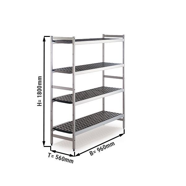 Rayonnage à clayettes aluminium - 960 x 1800 mm