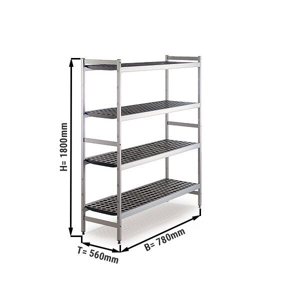 Rayonnage à clayettes aluminium - 780 x 1800 mm