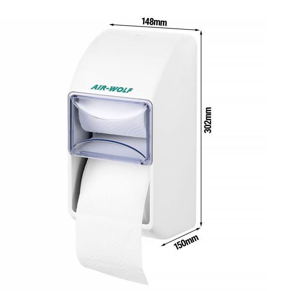 AIR-WOLF | Distributeur de papier toilette pour 2 rouleaux ménagers - plastique ABS - Blanc