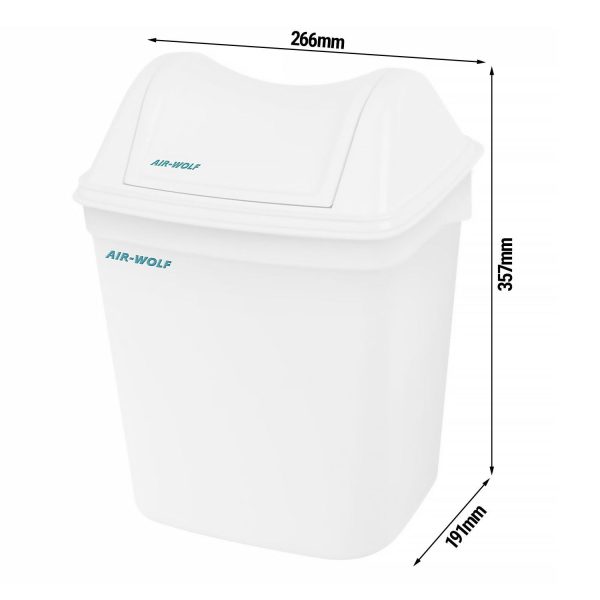 AIR-WOLF | Poubelle hygiénique avec capot - 8 litres - plastique ABS - blanc