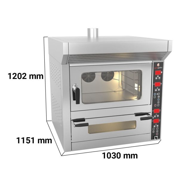 Four combiné - Digital - Four de boulangerie à air chaud - 4x EN 60x40 & Four à pizza - 7x Ø 25cm