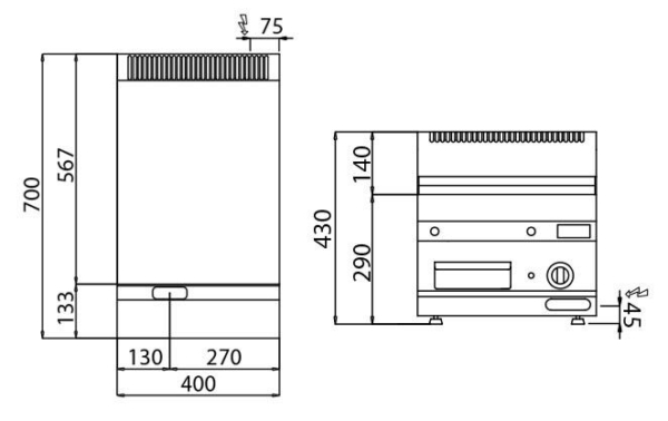 Plaque à frire électrique - 3,6 kW - Lisse