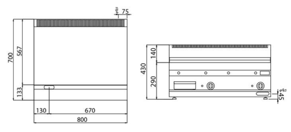 Plaque à frire électrique - 7,1 kW - Lisse