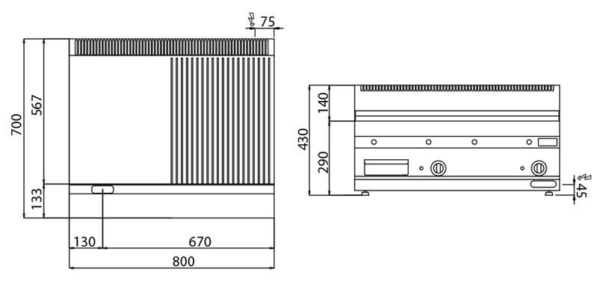 Plaque à frire électrique - 7,1 kW - Lisse & Rainurée