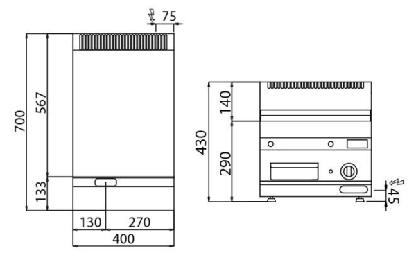 Plancha électrique - 3,6 kW - Lisse