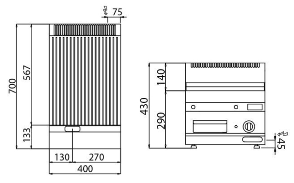 Planche à griller électrique - 3,6 kW - Rainurée