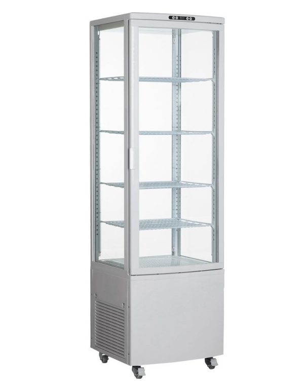 Vitrine panoramique - 235 litres - 510mm - 4 étagères - Blanc