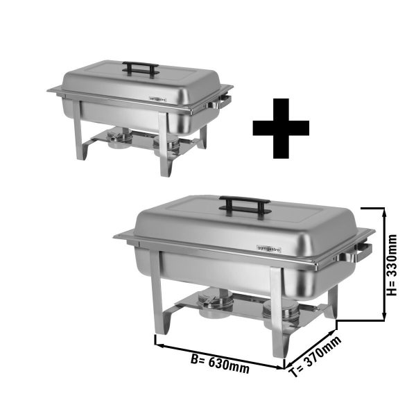 (2 pièces) Bain-marie - GN 1/1 - avec couvercle et pieds en acier inoxydable