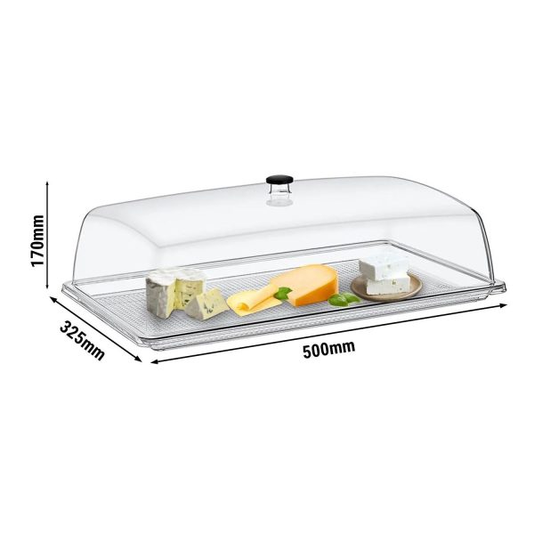 Plateau à fromage GN 1/1 avec cloche transparente