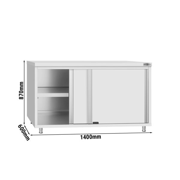 Armoire de travail en inox ECO - 1400x600mm - avec porte coulissante