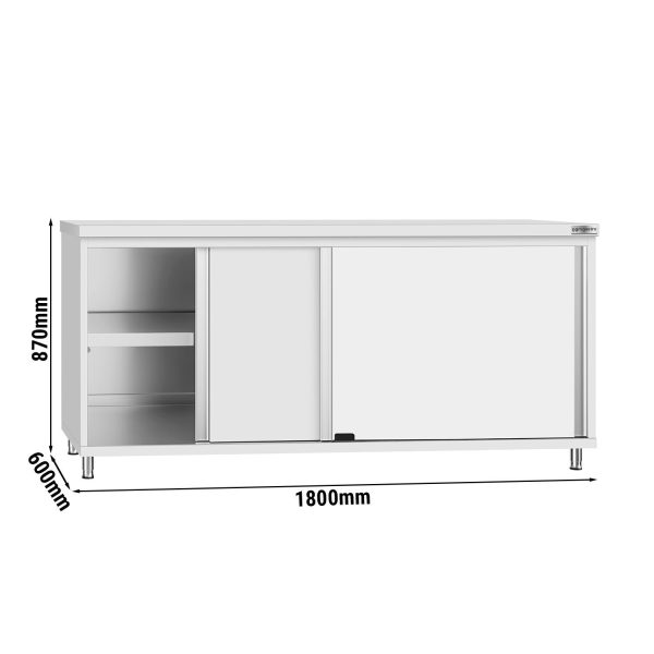 Armoire de travail en inox ECO - 1800x600mm - avec porte coulissante