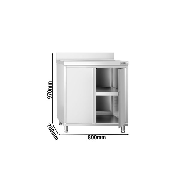 Armoire de travail inox PREMIUM - 800x700mm - avec porte battante & rebord