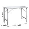 Table de travail en inox - pliable - 1200x600mm