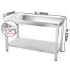 Table de travail en inox PREMIUM - 1000x600mm - avec fond de base sans rebord