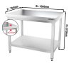 Table de travail inox PREMIUM - 1000x700mm - avec fond de base sans rebord