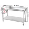 Table de travail inox PREMIUM - 1200x800mm - avec fond de base sans rebord