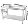 Table de travail en inox PREMIUM - 1400x700mm - avec fond de base sans rebord