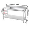 Table de travail en inox PREMIUM - 1600x600mm - avec fond de base & rebord