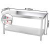 Table de travail en inox PREMIUM - 1600x700mm - avec fond de base sans rebord