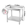 Table de travail en inox PREMIUM - 600x600mm - avec fond de base sans rebord