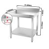 Table de travail en inox PREMIUM - 600x600mm - avec fond de base & rebord