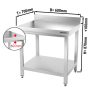 Table de travail en inox PREMIUM - 600x700mm - avec fond de base & rebord