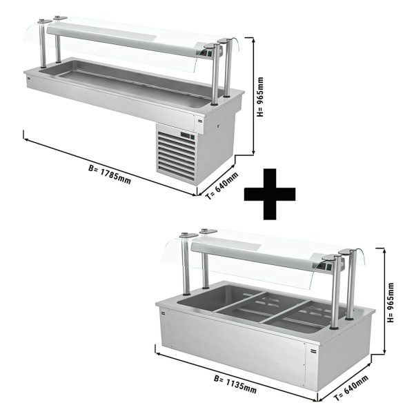 Bain-marie encastrable - 1,1m - 3x GN 1/1 - incl. cuve réfrigérée