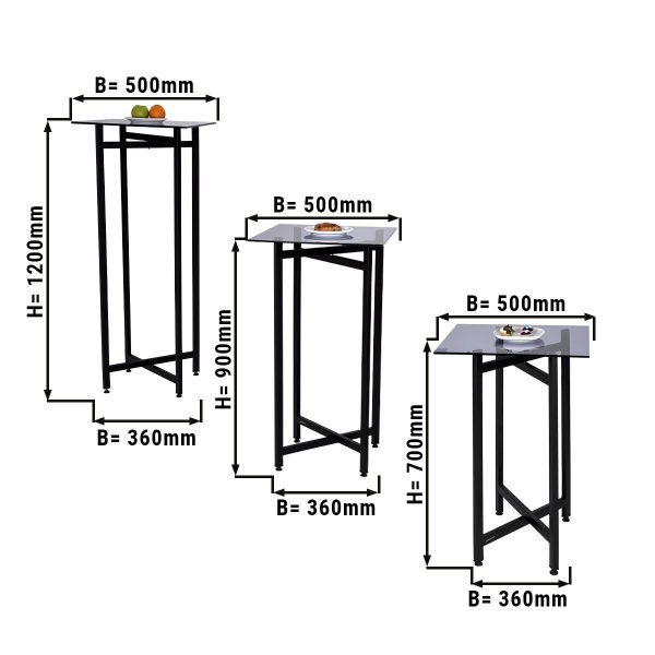 (3 Pièces) Ensemble table basse/support (pliable) - hauteur 70, 90 et 120 cm