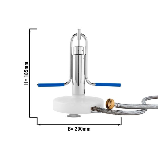 Douche pour récipients & verres avec pied, ventouses & flexible