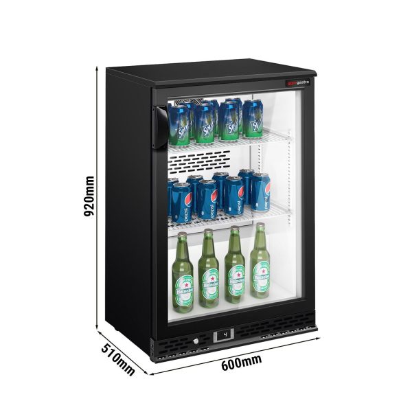 Réfrigérateur bar - 600mm - 140 litres - avec 1 porte battante en verre - Noir