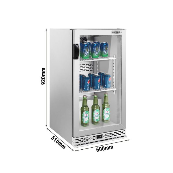 Réfrigérateur bar - 600mm - 140 litres - avec 1 porte battante en verre - Inox