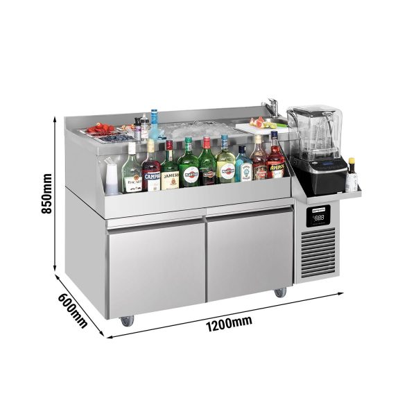 Table réfrigérée pour bar et boissons - 1200x600mm - 150 litres - avec 2 tiroirs 1/1 & étagères