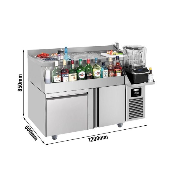 Table réfrigérée pour bar et boissons - 1200x600mm - 150 litres - avec 1 porte, 1 tiroir 1/1 & étagères